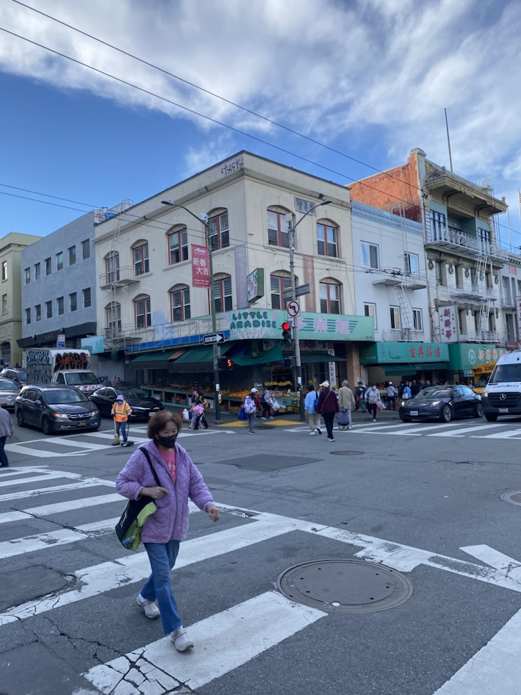 Crosswalk at a Chinatown corner, San Francisco